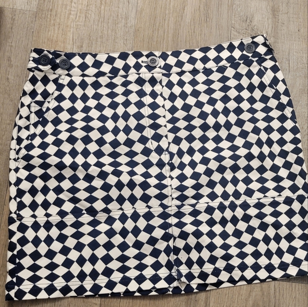 Wildfang Navy And White Checkerboard Mini Skirt XL